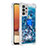 Coque Silicone Housse Etui Gel Bling-Bling avec Support Bague Anneau S01 pour Samsung Galaxy A32 4G Bleu