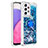 Coque Silicone Housse Etui Gel Bling-Bling avec Support Bague Anneau S01 pour Samsung Galaxy A33 5G Bleu