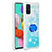 Coque Silicone Housse Etui Gel Bling-Bling avec Support Bague Anneau S01 pour Samsung Galaxy A51 4G Bleu Ciel