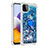 Coque Silicone Housse Etui Gel Bling-Bling avec Support Bague Anneau S01 pour Samsung Galaxy F42 5G Bleu