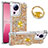 Coque Silicone Housse Etui Gel Bling-Bling avec Support Bague Anneau S01 pour Xiaomi Civi 2 5G Or