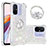 Coque Silicone Housse Etui Gel Bling-Bling avec Support Bague Anneau S01 pour Xiaomi Poco C55 Argent