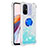 Coque Silicone Housse Etui Gel Bling-Bling avec Support Bague Anneau S01 pour Xiaomi Poco C55 Bleu Clair