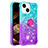 Coque Silicone Housse Etui Gel Bling-Bling avec Support Bague Anneau S02 pour Apple iPhone 14 Plus Bleu Ciel