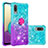 Coque Silicone Housse Etui Gel Bling-Bling avec Support Bague Anneau S02 pour Samsung Galaxy A02 Bleu Ciel