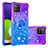 Coque Silicone Housse Etui Gel Bling-Bling avec Support Bague Anneau S02 pour Samsung Galaxy A22 4G Violet