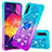 Coque Silicone Housse Etui Gel Bling-Bling avec Support Bague Anneau S02 pour Samsung Galaxy A30S Bleu Ciel