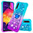 Coque Silicone Housse Etui Gel Bling-Bling avec Support Bague Anneau S02 pour Samsung Galaxy A50 Bleu Ciel