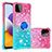 Coque Silicone Housse Etui Gel Bling-Bling avec Support Bague Anneau S02 pour Samsung Galaxy F42 5G Petit