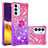 Coque Silicone Housse Etui Gel Bling-Bling avec Support Bague Anneau S02 pour Samsung Galaxy F54 5G Rose Rouge