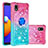 Coque Silicone Housse Etui Gel Bling-Bling avec Support Bague Anneau S02 pour Samsung Galaxy M01 Core Petit