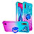 Coque Silicone Housse Etui Gel Bling-Bling avec Support Bague Anneau S02 pour Samsung Galaxy M10 Bleu Ciel