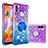 Coque Silicone Housse Etui Gel Bling-Bling avec Support Bague Anneau S02 pour Samsung Galaxy M11 Violet
