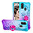 Coque Silicone Housse Etui Gel Bling-Bling avec Support Bague Anneau S02 pour Samsung Galaxy M21 Bleu Ciel