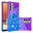 Coque Silicone Housse Etui Gel Bling-Bling avec Support Bague Anneau S02 pour Samsung Galaxy M32 5G Violet