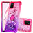 Coque Silicone Housse Etui Gel Bling-Bling avec Support Bague Anneau S02 pour Samsung Galaxy M60s Rose Rouge