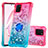 Coque Silicone Housse Etui Gel Bling-Bling avec Support Bague Anneau S02 pour Samsung Galaxy Note 10 Lite Rose