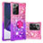 Coque Silicone Housse Etui Gel Bling-Bling avec Support Bague Anneau S02 pour Samsung Galaxy Note 20 Ultra 5G Rose Rouge