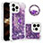 Coque Silicone Housse Etui Gel Bling-Bling avec Support Bague Anneau S03 pour Apple iPhone 13 Pro Violet