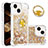 Coque Silicone Housse Etui Gel Bling-Bling avec Support Bague Anneau S03 pour Apple iPhone 14 Or