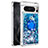 Coque Silicone Housse Etui Gel Bling-Bling avec Support Bague Anneau S03 pour Google Pixel 8 Pro 5G Bleu