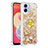 Coque Silicone Housse Etui Gel Bling-Bling avec Support Bague Anneau YB1 pour Samsung Galaxy M04 Or