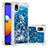 Coque Silicone Housse Etui Gel Bling-Bling S01 pour Samsung Galaxy A01 Core Bleu