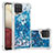 Coque Silicone Housse Etui Gel Bling-Bling S01 pour Samsung Galaxy F12 Bleu