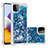 Coque Silicone Housse Etui Gel Bling-Bling S01 pour Samsung Galaxy F42 5G Bleu