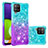 Coque Silicone Housse Etui Gel Bling-Bling S02 pour Samsung Galaxy A22 4G Bleu Ciel