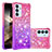 Coque Silicone Housse Etui Gel Bling-Bling S02 pour Samsung Galaxy A35 5G Rose Rouge