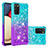 Coque Silicone Housse Etui Gel Bling-Bling S02 pour Samsung Galaxy F02S SM-E025F Bleu Ciel