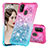 Coque Silicone Housse Etui Gel Bling-Bling S02 pour Samsung Galaxy M21 Rose