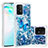 Coque Silicone Housse Etui Gel Bling-Bling S03 pour Samsung Galaxy A91 Bleu