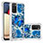 Coque Silicone Housse Etui Gel Bling-Bling S03 pour Samsung Galaxy F02S SM-E025F Bleu