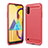 Coque Silicone Housse Etui Gel Line pour Samsung Galaxy M01 Rouge