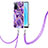 Coque Silicone Motif Fantaisie Souple Couleur Unie Etui Housse avec Laniere Strap Y01B pour Oppo A55 5G Violet