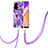Coque Silicone Motif Fantaisie Souple Couleur Unie Etui Housse avec Laniere Strap Y01B pour Oppo A95 5G Violet