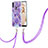 Coque Silicone Motif Fantaisie Souple Couleur Unie Etui Housse avec Laniere Strap Y01B pour Samsung Galaxy A11 Violet