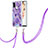 Coque Silicone Motif Fantaisie Souple Couleur Unie Etui Housse avec Laniere Strap Y01B pour Samsung Galaxy A21s Violet