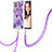 Coque Silicone Motif Fantaisie Souple Couleur Unie Etui Housse avec Laniere Strap Y01B pour Samsung Galaxy A42 5G Violet