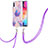 Coque Silicone Motif Fantaisie Souple Couleur Unie Etui Housse avec Laniere Strap Y01B pour Samsung Galaxy A50S Violet Clair