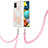 Coque Silicone Motif Fantaisie Souple Couleur Unie Etui Housse avec Laniere Strap Y01B pour Samsung Galaxy A51 5G Rose