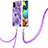 Coque Silicone Motif Fantaisie Souple Couleur Unie Etui Housse avec Laniere Strap Y01B pour Samsung Galaxy A51 5G Violet
