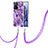 Coque Silicone Motif Fantaisie Souple Couleur Unie Etui Housse avec Laniere Strap Y01B pour Xiaomi Mi 11T Pro 5G Violet