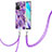 Coque Silicone Motif Fantaisie Souple Couleur Unie Etui Housse avec Laniere Strap Y01B pour Xiaomi Redmi 10 (2022) Violet