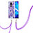 Coque Silicone Motif Fantaisie Souple Couleur Unie Etui Housse avec Laniere Strap Y01B pour Xiaomi Redmi 10X 4G Violet