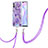 Coque Silicone Motif Fantaisie Souple Couleur Unie Etui Housse avec Laniere Strap Y01B pour Xiaomi Redmi 9A Violet