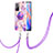 Coque Silicone Motif Fantaisie Souple Couleur Unie Etui Housse avec Laniere Strap Y01B pour Xiaomi Redmi Note 11S 5G Violet Clair