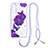 Coque Silicone Motif Fantaisie Souple Couleur Unie Etui Housse avec Laniere Strap Y01X pour Samsung Galaxy A04s Violet